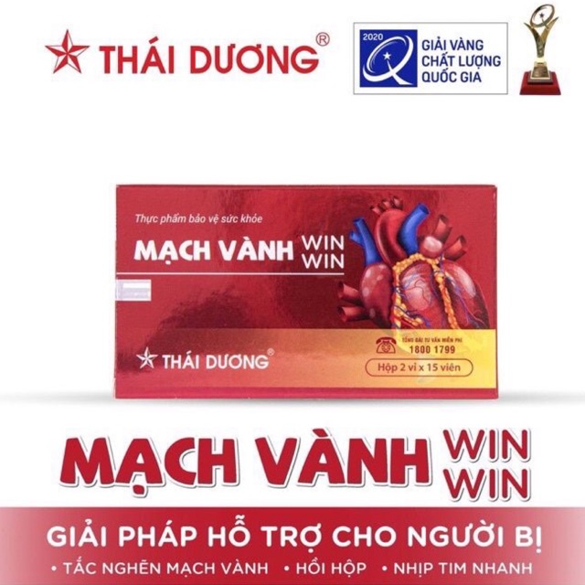 Mạch vành win win thái dương (nghẽn mạch vành, khó thở, nhịp tim nhanh, hồi hộp, mất ngủ,t hiếu máu cơ tim,đau thắt ngực