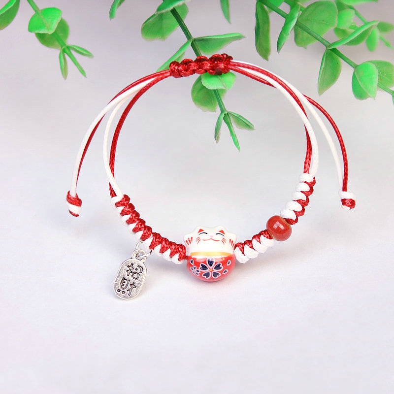 Vòng Mèo Thần Tài Maneki Neko Đỏ May Mắn