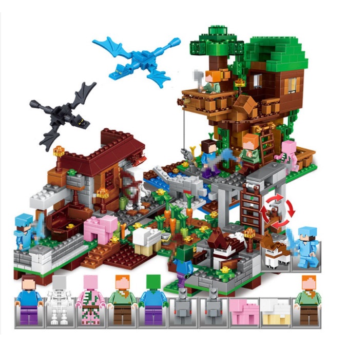 [THẢO NGUYÊN]  Đồ Chơi Lắp Ráp Lego Minecrraft My World  Thảo Nguyên Xanh Bộ Đồ Chơi Rèn Luyện Tính Kiên Nhẫn Cho Trẻ