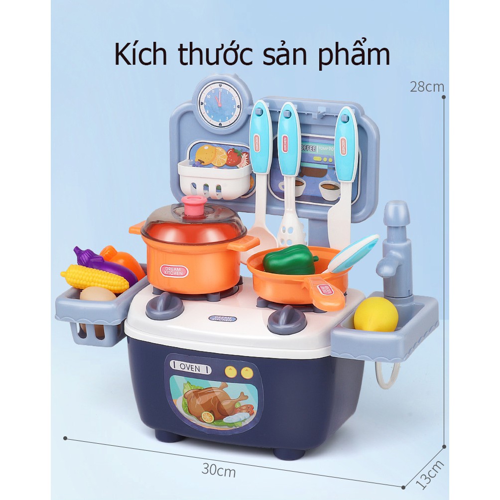 Bộ đồ chơi nấu ăn nhà bếp nhiều chi tiết đẹp nhựa ABS an toàn- màu xanh