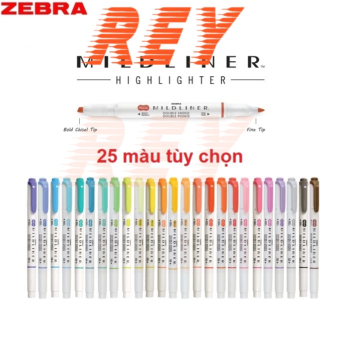 [Giao hỏa tốc] Bút dạ quang Mildliner chất lượng cao Zebra WKT7, sản phẩm chính hãng