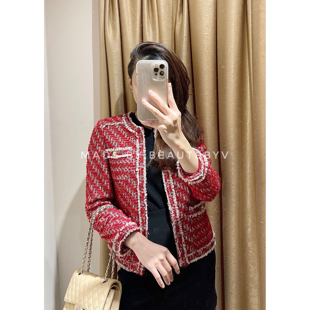 BEAUTEBYV - Áo Tweed Blazer Velvet