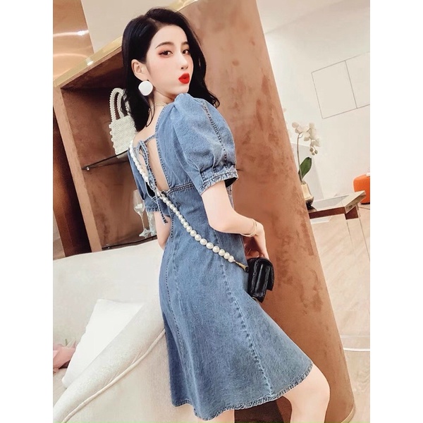 Váy jean đan lưng