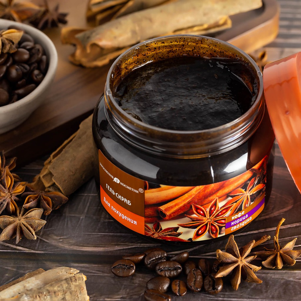 Scrub Tẩy Da Chết Quế Hồi Nga Và Café Slimming Gel Coffee &amp; Cinnamon Cloves Eksklyuziv Kosmetik 380g