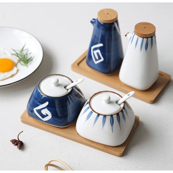 [CÓ SẴN] Hũ gia vị sứ kèm muỗng phong cách Nhật Bản | BigBuy360 - bigbuy360.vn