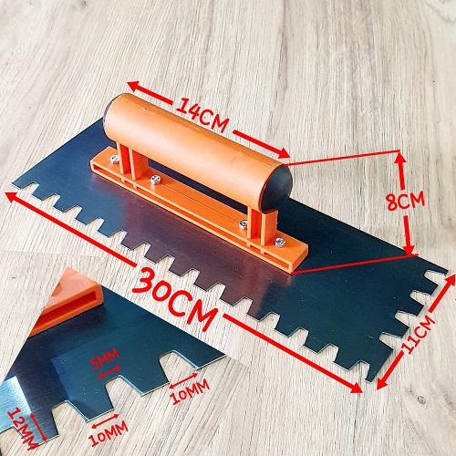 Bay Thép Chữ Nhật 30x11cm Rãnh 2 Cạnh Liền Kề Răng Cưa Lớn 1x1cm Cán Nhựa Bắt Vít Thi Công Xây Dựng Chuyên Dụng