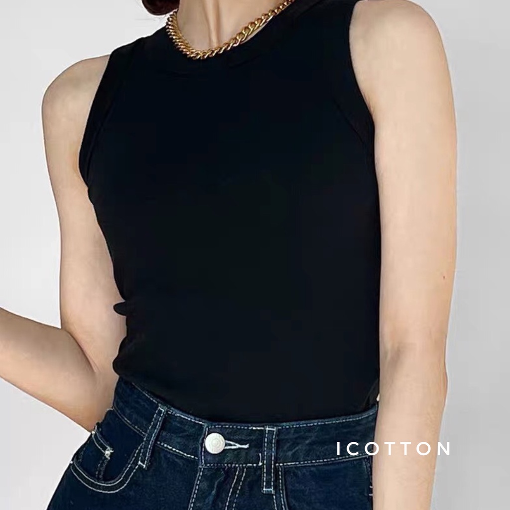 Áo tanktop nữ ICOTTON áo ba lỗ dáng dài phom ôm cổ tròn, co giãn tốt