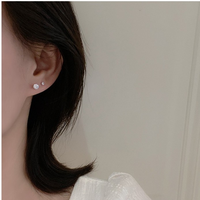 Bông tai bạc ý 925 nụ đá Silver khuyên tai nữ nam