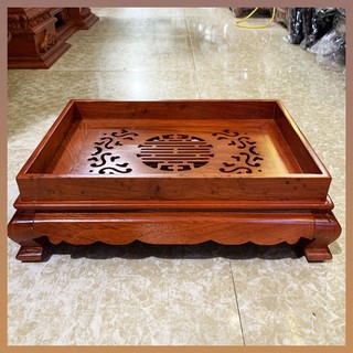 Khay trà chân quỳ - Khay trà trơn gỗ hương size lớn