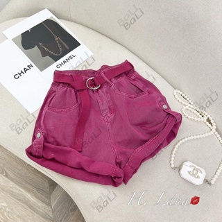 Quần sooc jean hồng gấp cạp cao hot