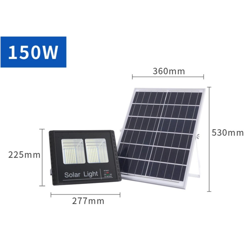 ĐÈN PHA 150W NĂNG LƯỢNG MẶT TRỜI - CÓ ĐÈN LED BÁO PIN