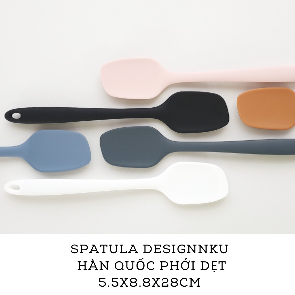 SPATULA PHỚI THÌA MUÔI KHUẤY BỘT ĐẦU CHÉO 100% SILICON DESIGNNKU HÀN QUỐC