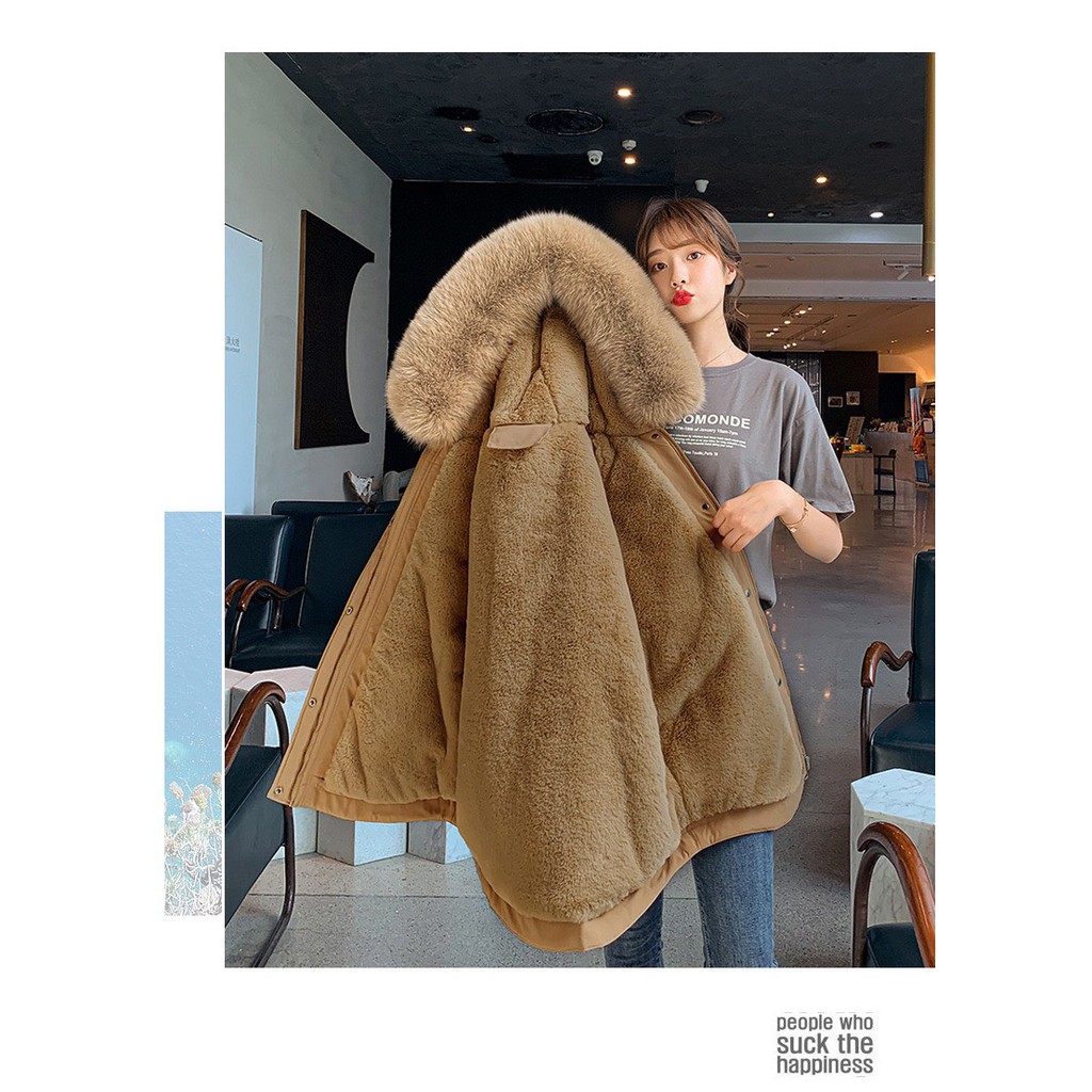 Giao Ngay 🌼Áo Phao Nữ  Parka Nữ Lót Lông  Túi Chéo 2 Cúc Hàng Quảng Châu mới 2021 | BigBuy360 - bigbuy360.vn