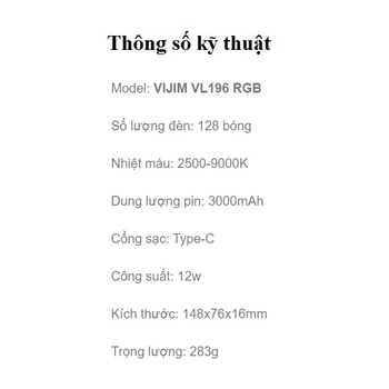 Đèn led mini cho điện thoại, máy ảnh, máy quay phim Ulanzi VIJIM VL196 Led RGB