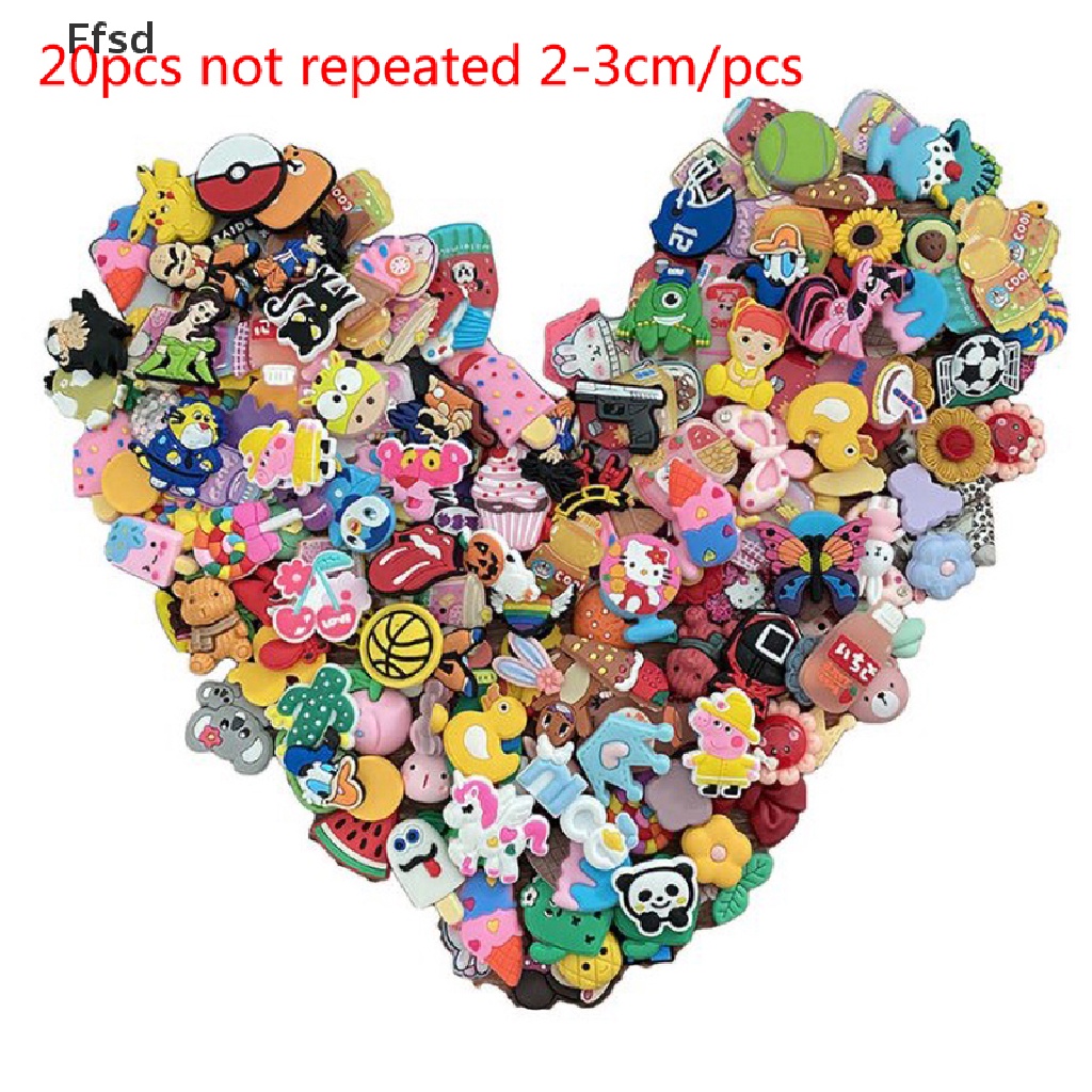 Set 20 phụ kiện trang trí dép Croc bằng PVC không trùng lặp chất lượng cao