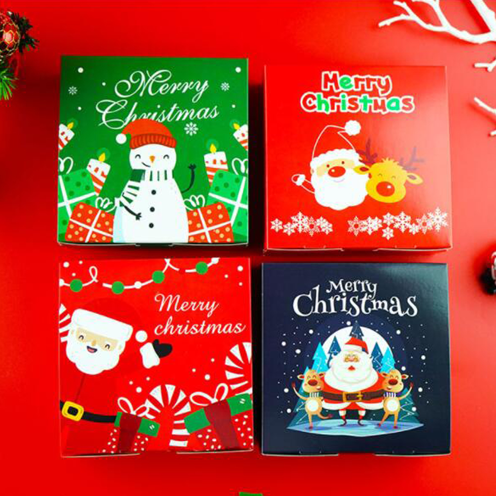 ☆YOLA☆ 1/3/5Pcs Gifts Packaging Christmas Gift Boxes Gift For Friend Santa Claus Favours Sweet Biscuit Candy Cookie Box Party Decor Snowman Printed Deer Merry Christmas