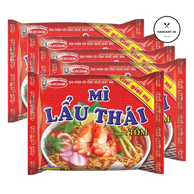 Combo 5 gói Mì lẩu thái tôm Acecook gói 80g