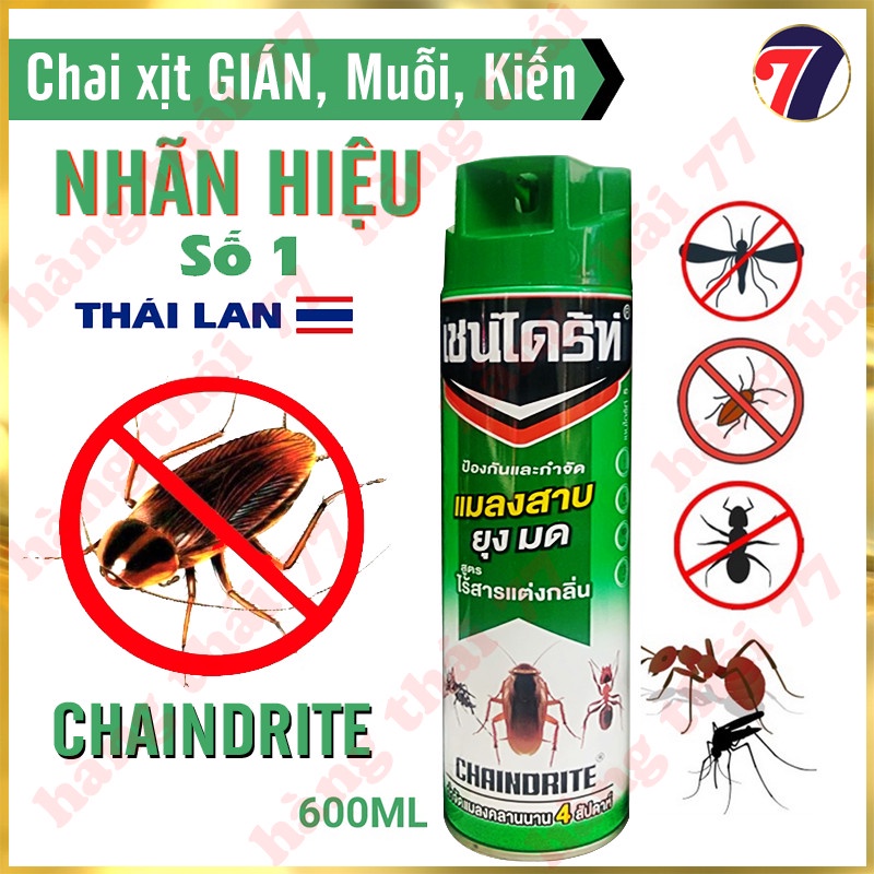 Bình Xịt GIÁN, Muỗi, Kiến Và Các Loại Côn Trùng (CHAINDRITE Thái Lan 600ml) - An Toàn Cho Người Sử Dụng,Hàng Chính Hãng