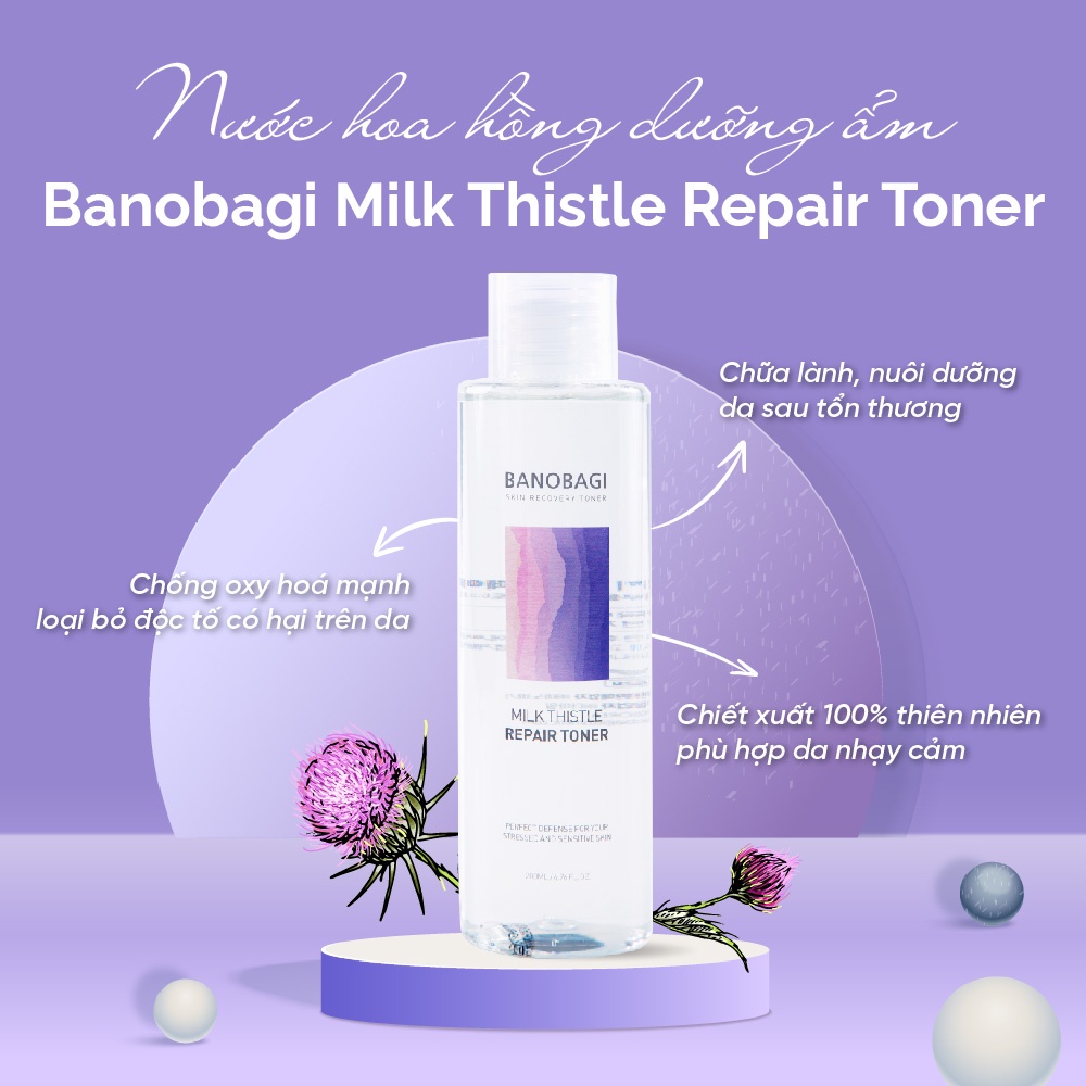 Nước Hoa Hồng Dưỡng Ẩm Làm Sáng Phục Hồi Da Banobagi Milk Thistle Repair Toner 200ml