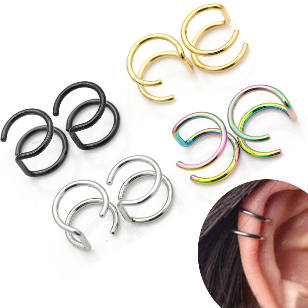 Set 2 bông tai kẹp không xỏ lỗ thời trang Punk