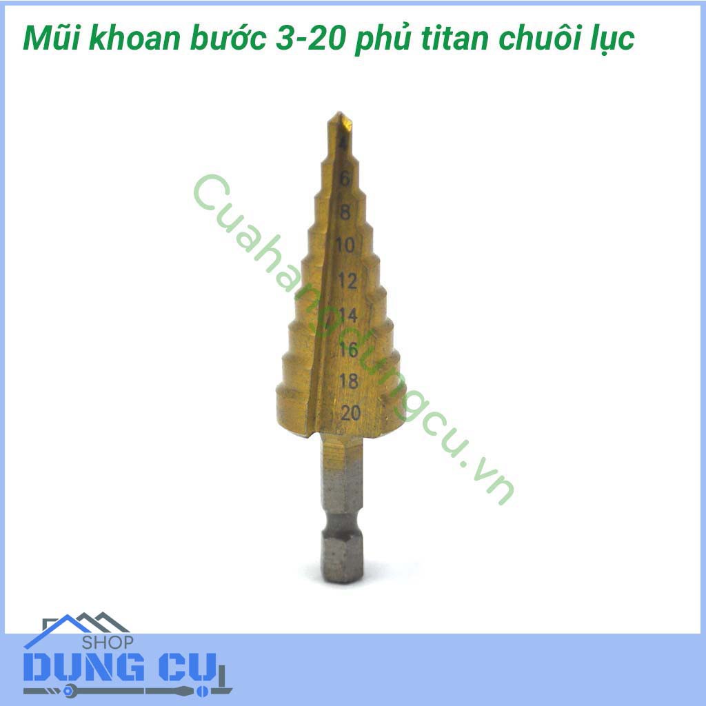 Mũi khoan tháp 9 bước 4-20 khoan inox, sắt, nhựa