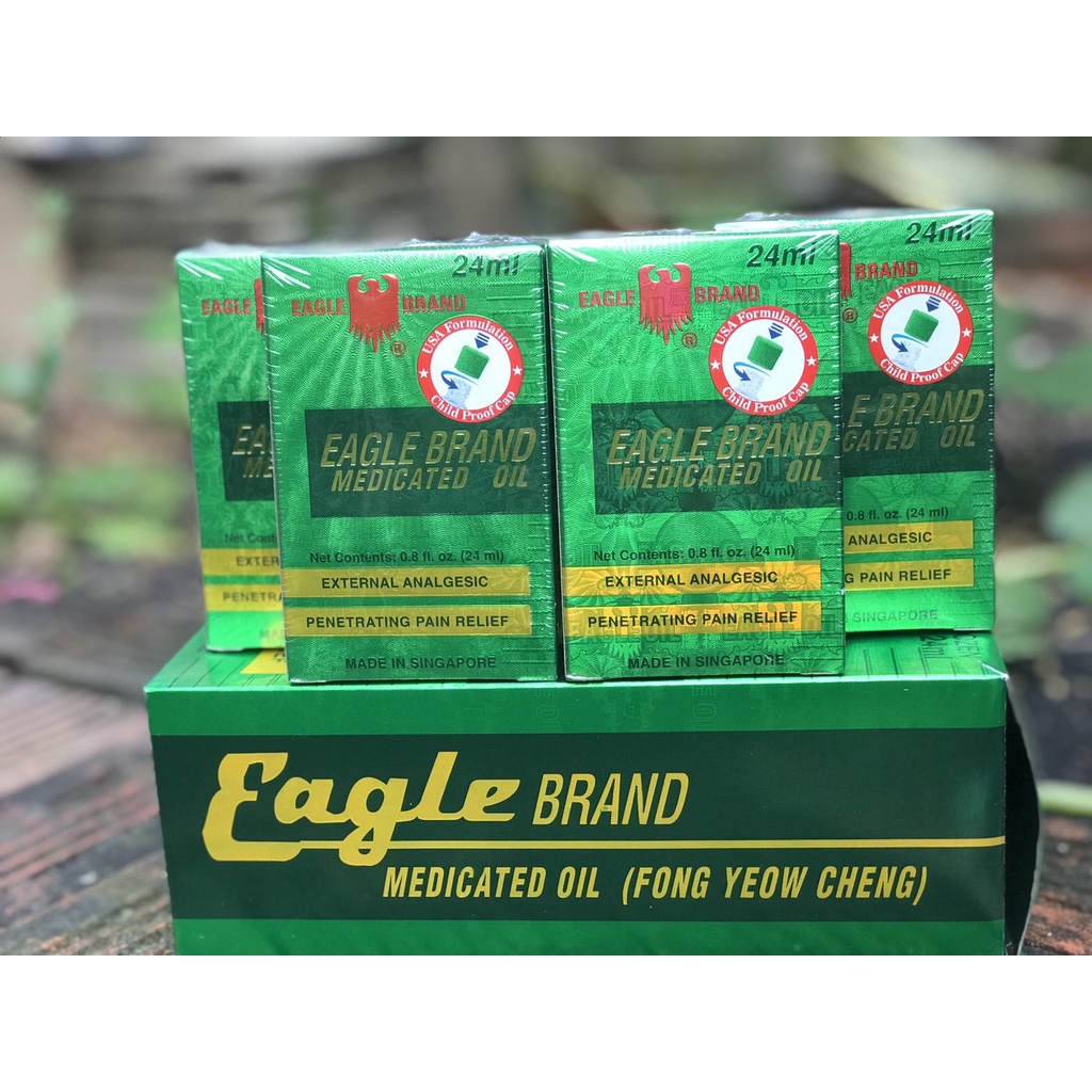 Dầu Gió Xanh Con Ó 2 Nắp Eagle Brand USA Formulation 24ml Của Mỹ