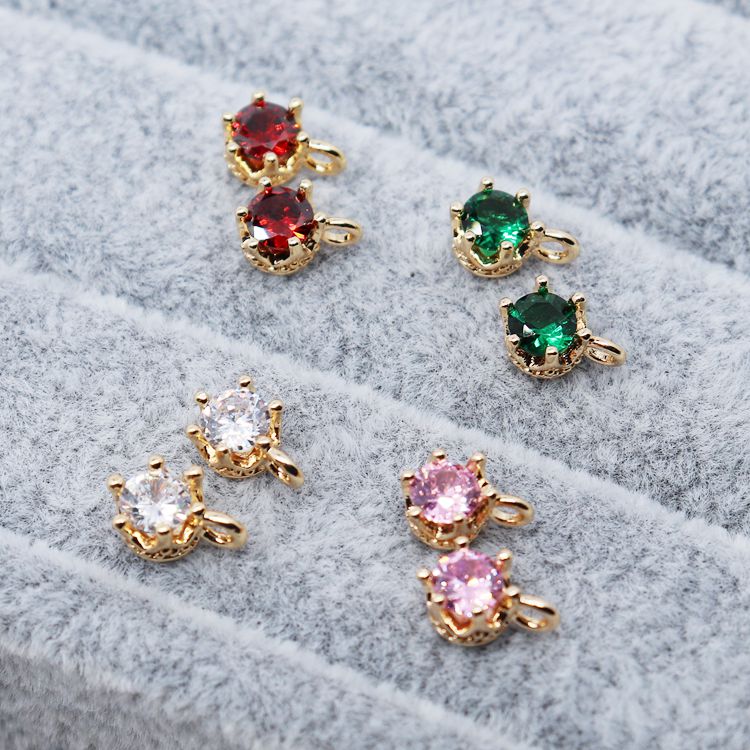 Mặt Dây Chuyền Hình Vương Miện Bằng Đồng 18k Đính Đá Zircon diy 4 Màu Tùy Chọn