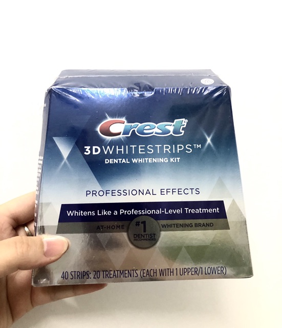 Miếng dán răng Crest 3D Whitestrips Dental Whitening Kit Professional Effects 30 phút.