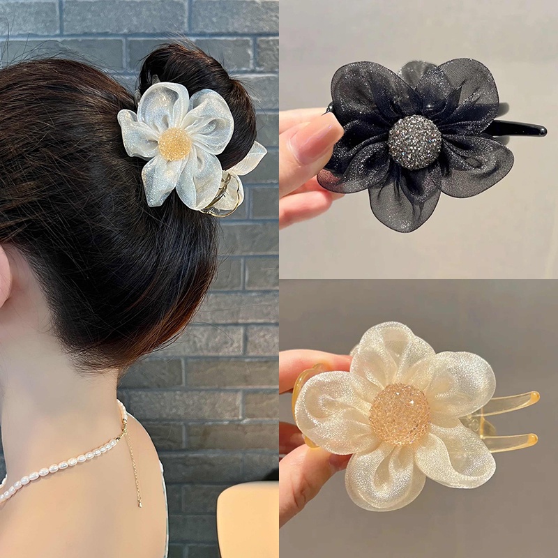 Kẹp Tóc Nhựa Hình Nơ / Bông Hoa Xinh Xắn Dành Cho Nữ