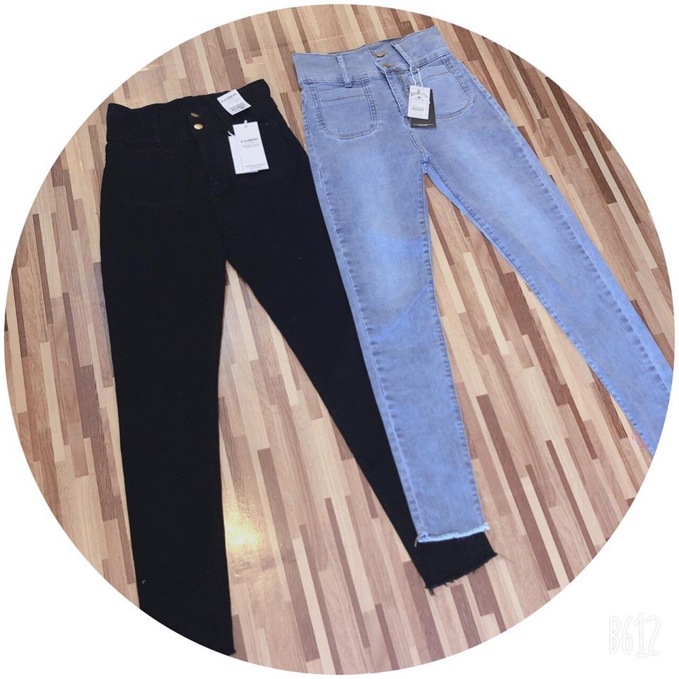 Quần Jeans Nữ Lưng Cao Phối Túi Trước Thời Trang