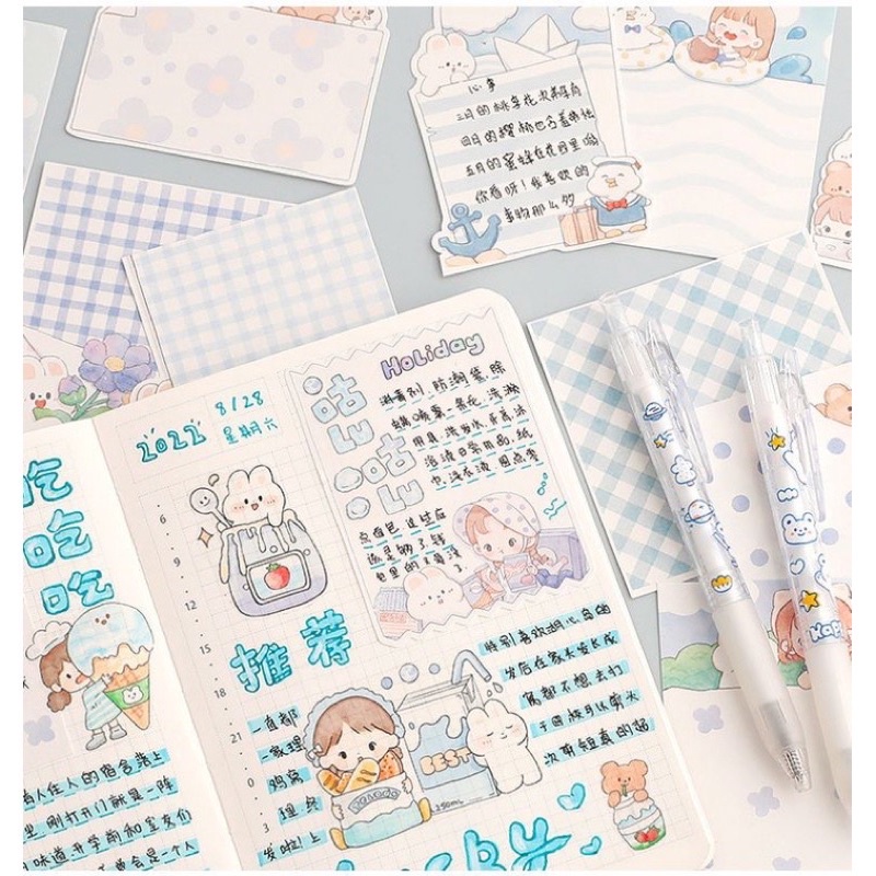 🌱 Set 100 giấy ghi chú không keo hoạ tiết dễ thương - Gói 100 note telado không dính 🌱