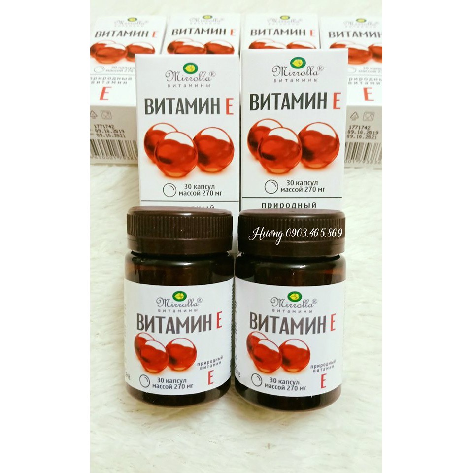 Vitamin E đỏ Mirrolla 270mg Nga, trẻ hóa chống lão hóa da