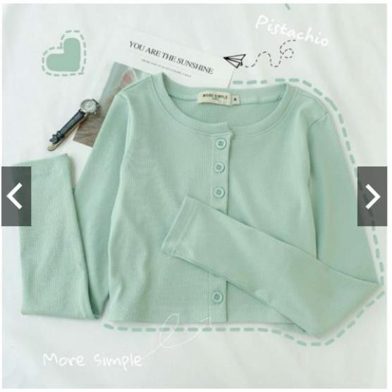 ÁO THUN TAY DÀI FOM CROPTOP BODY KÈM NÚT (THUN COTTON TICI) - 709