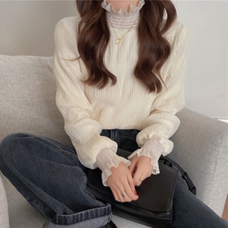 Áo Sơ Mi Nữ Tay Dài Cổ Cao Màu Sắc Thanh Lịch