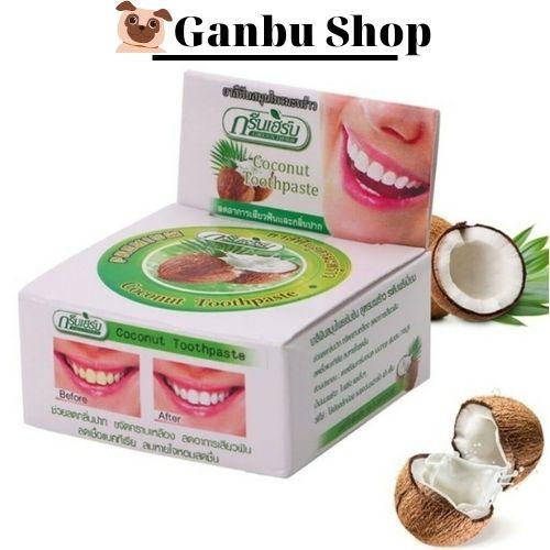 Kem Đánh Răng Tẩy Trắng Dừa Green Herb Thái Lan 25g