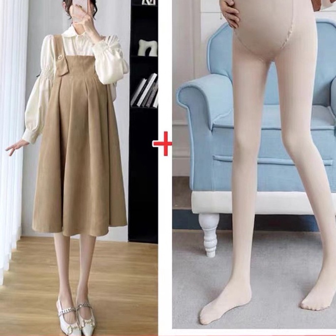 Váy Bầu Thiết Kế Phối Áo Sơ Mi Hàn Quốc