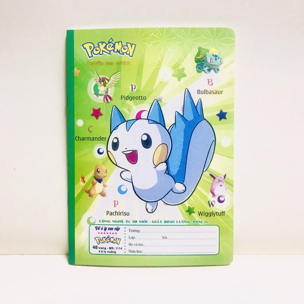 Lốc 10 vở 4 ôly Pokemon 48tr 1114 bìa 3D