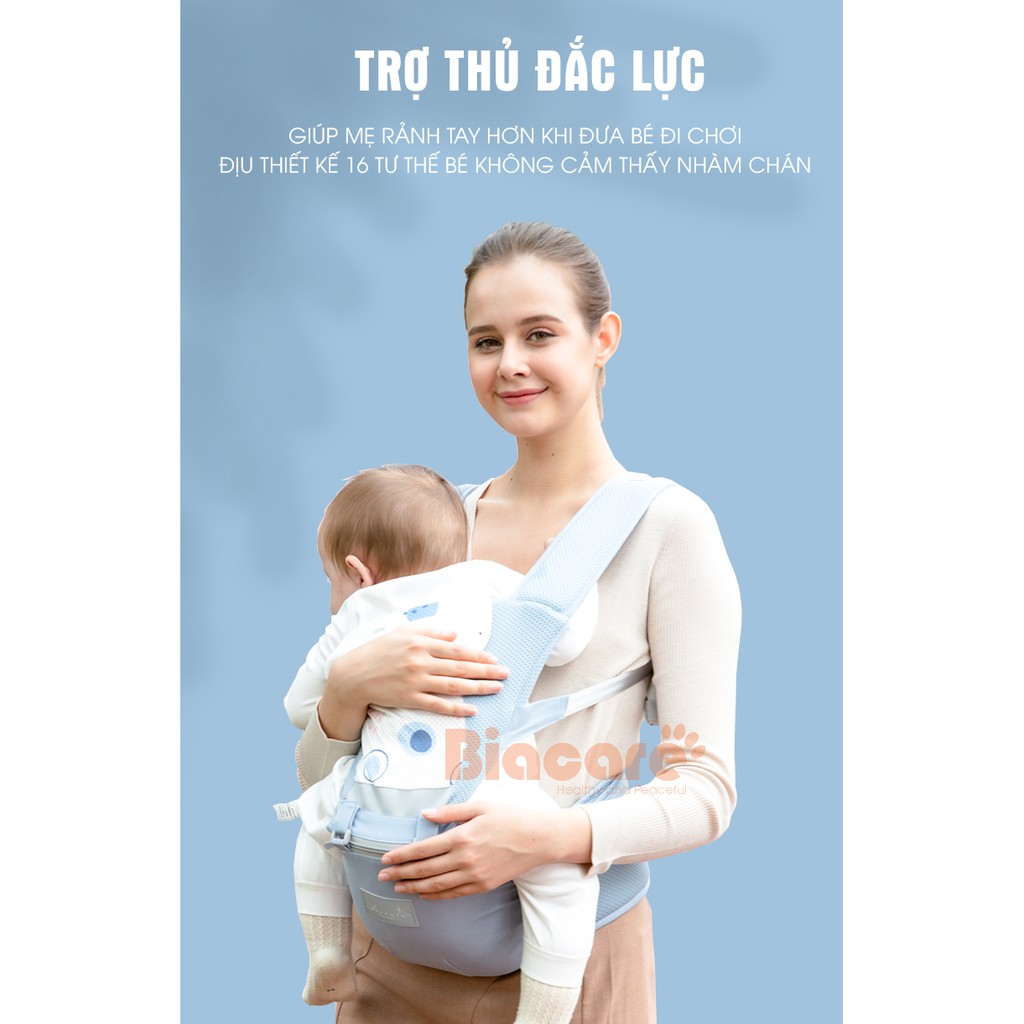 [Freeship] Địu Vải 5D Chống Gù Chính Hãng BiaCare Cho Bé Từ 0-36 Tháng Tuổi