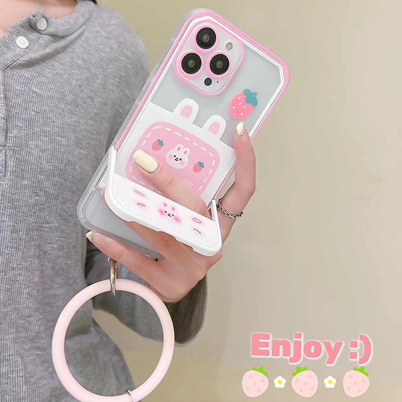 Ốp Điện Thoại Silicon In Hình Thỏ Hoạt Hình Có Giá Đỡ Vô Hình Cho Iphone13Pro 12Pro 7 / 8 / PLUS / 14