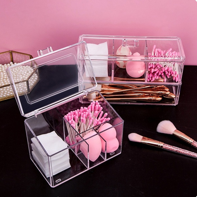 (Hàng Mới Về) Hộp Đựng Tăm Bông Bằng Acrylic Trong Suốt Tiện Dụng