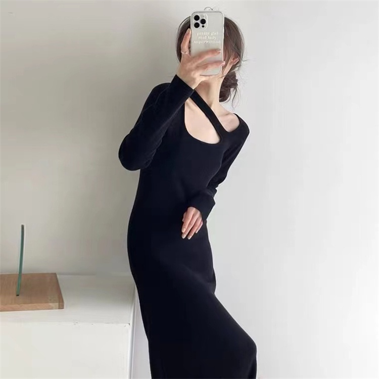 SUXI (MỚI) Đầm midi dài tay gợi cảm, phong cách Hàn Quốc dành cho nữ