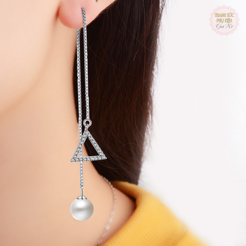 Hoa tai nữ phong cách Hàn thời trang dự tiệc HT172 bạc ý S925