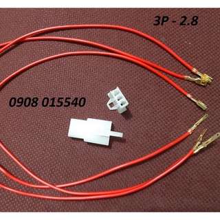 Jack nhựa xe máy 3P bấm Cos 2.8mm & dây điện sẵn (15cm)