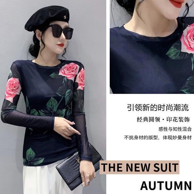 Áo Thun Tay Dài Cổ Tròn In Họa Tiết Thời Trang