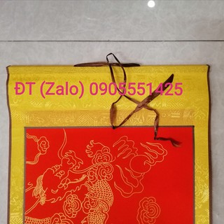 Bộ 4 TẤM biểu lụa  đỏ thư pháp /Giấy viết thư pháp liễn bồi lụa