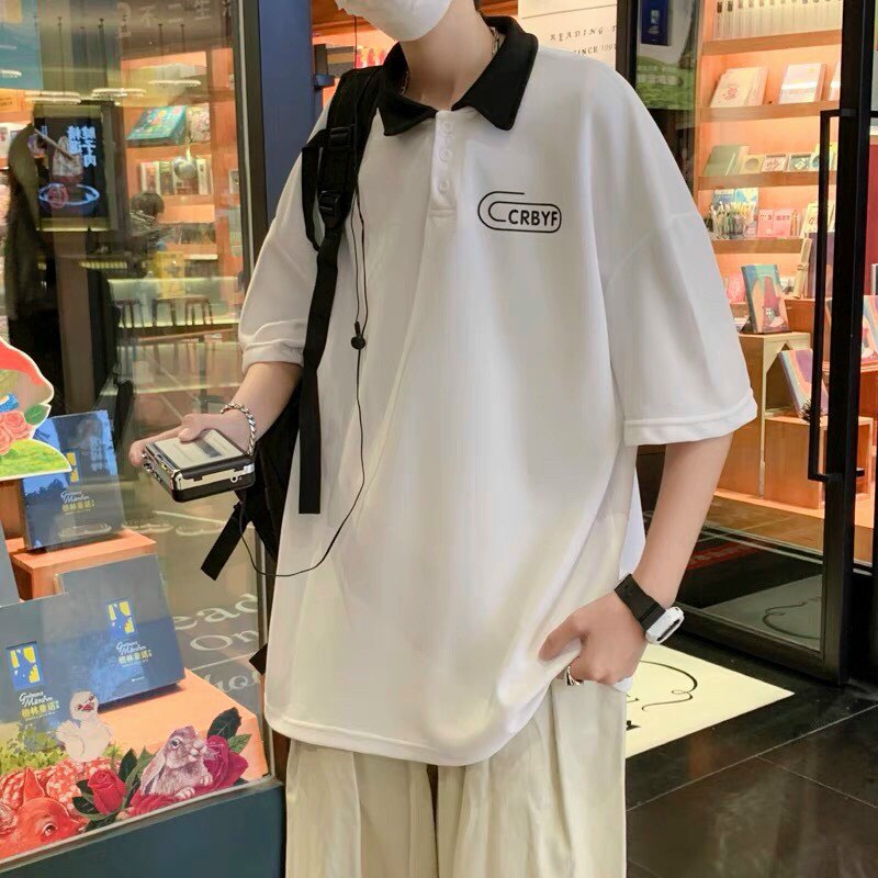 Áo Thun Polo Form Rộng Tay Lỡ Unisex Nam Nữ CRBYF Cá Tính Camshop