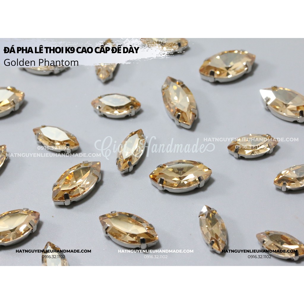 Hạt pha lê thoi đá K9 cao cấp đế dày Cici Handmade hạt đính kết phụ kiện DIY nguyên liệu tự làm