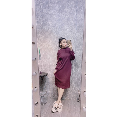 Đầm váy nữ thời trang hottrend / đầm oversize /đầm bgisze tay phồng dáng rộng babydoll màu đỏ đô siêu sang tôn da