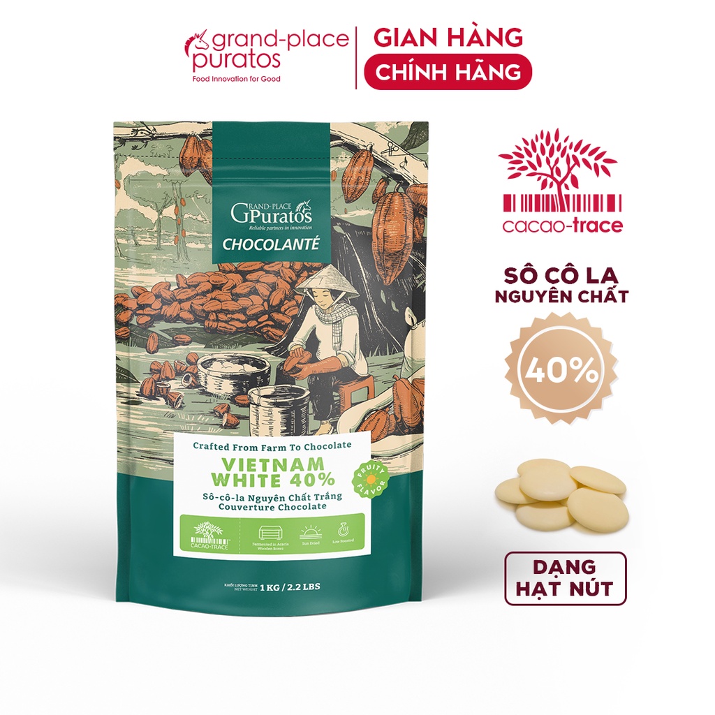 Sô Cô La Nguyên Chất Trắng 40% Puratos Grand-Place VN-1kg-4009151