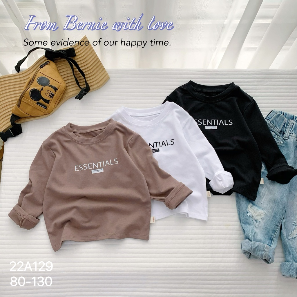 Áo thun hoạ tiết chữ unisex cho bé, áo phông cotton mềm đẹp Bẻniei